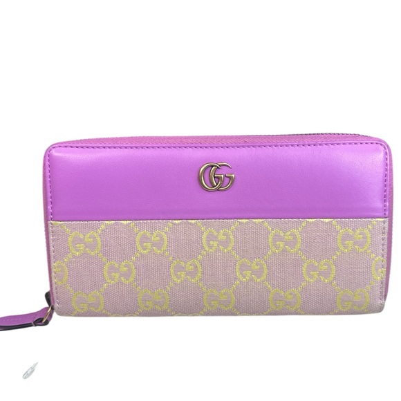 Gucci Handbags - GUCCI Calfskin GG Supreme Monogram GG Marmont Zip Around Wallet Lilac